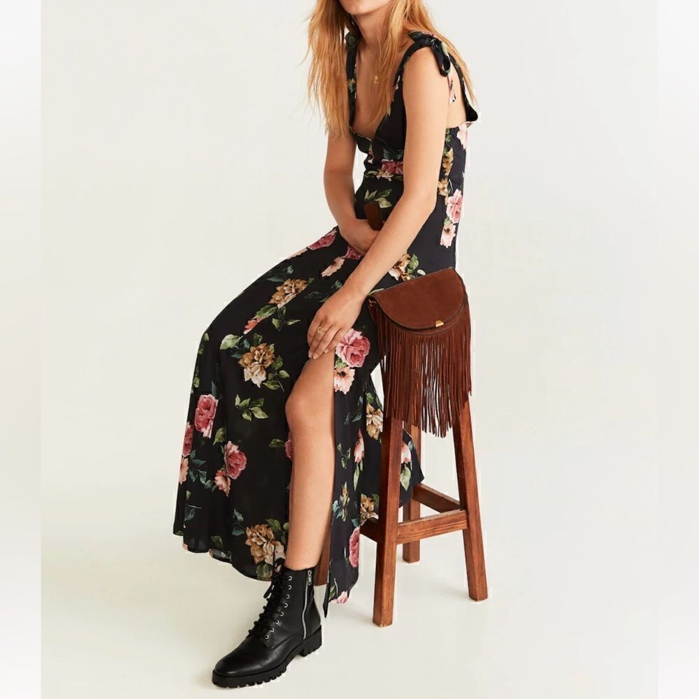 Mango Floral bow dress size 2